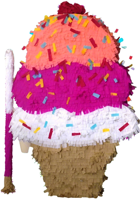 Colorful ice cream cone piñata with sprinkles 